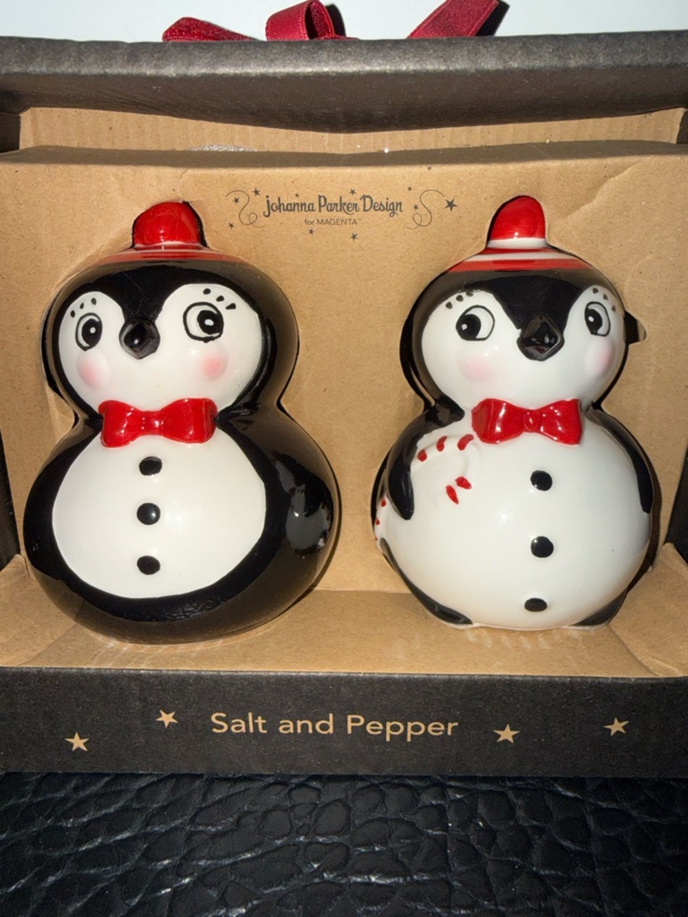 Magenta Black and White Carnival Cottage Salt & Pepper Set